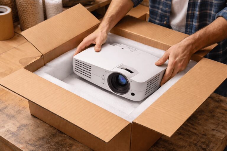 packaging and sending a optoma projector to do the reparation